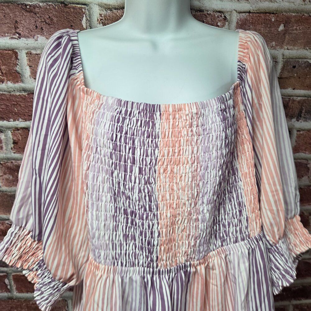 Women's OPHELIA ROE Smocked Bodice Stripes Dress 3X - Picture 3 of 7